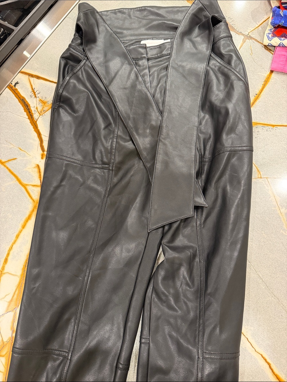 Jonathan Simkhai Black Faux Leather Pants with Belt